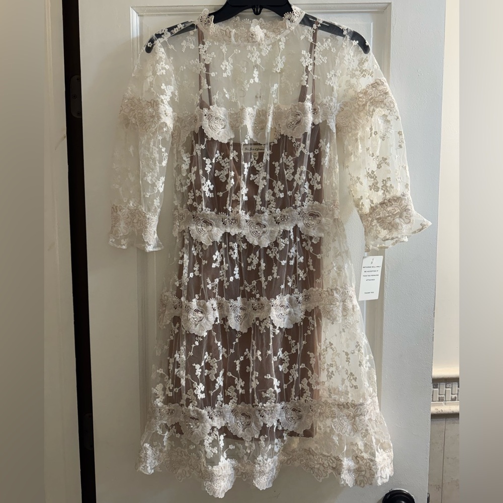 For Love And Lemons White Floral Lace Dress